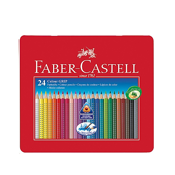 Faber-Castell Buntstifte-Set COLOUR GRIP mit 24 Farben im Metalletui