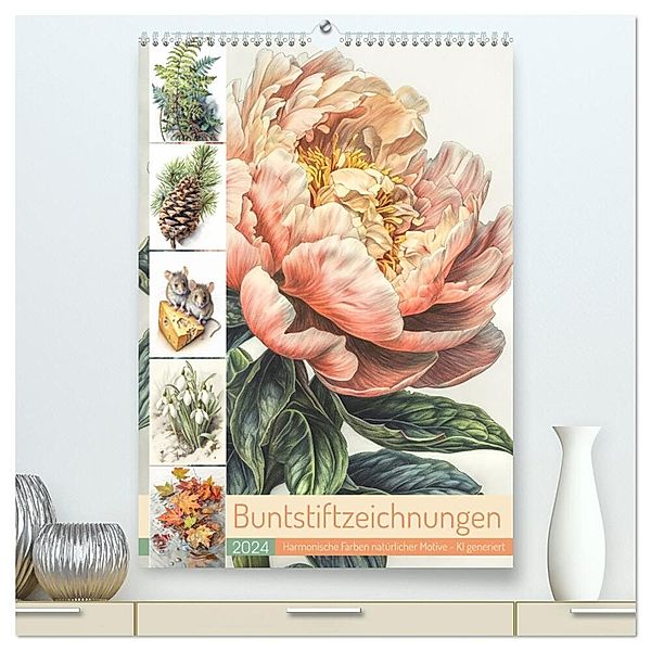 Buntstiftzeichnungen (hochwertiger Premium Wandkalender 2024 DIN A2 hoch), Kunstdruck in Hochglanz, Cathrin Illgen