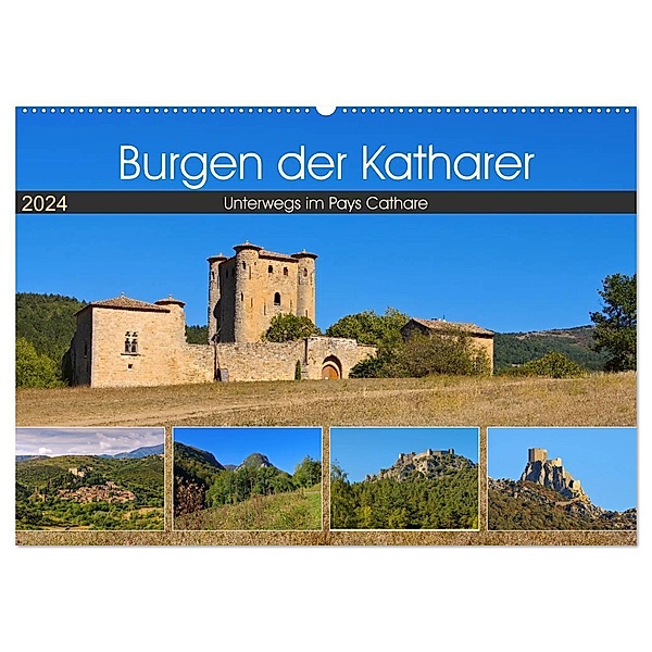 Burgen der Katharer - Unterwegs im Pays Cathare (Wandkalender 2024 DIN A2 quer), CALVENDO Monatskalender, LianeM