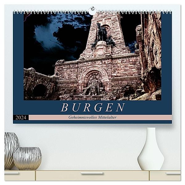 Burgen - Geheimnisvolles Mittelalter (hochwertiger Premium Wandkalender 2024 DIN A2 quer), Kunstdruck in Hochglanz, Flori0