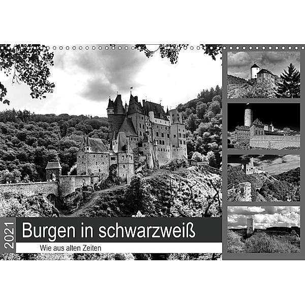 Burgen in schwarzweiß - Wie aus alten Zeiten (Wandkalender 2021 DIN A3 quer), Arno Klatt