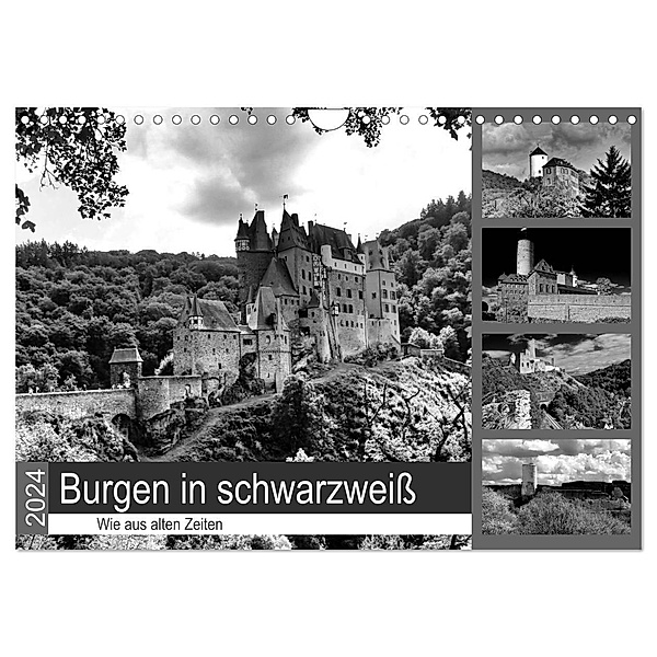 Burgen in schwarzweiß - Wie aus alten Zeiten (Wandkalender 2024 DIN A4 quer), CALVENDO Monatskalender, Arno Klatt