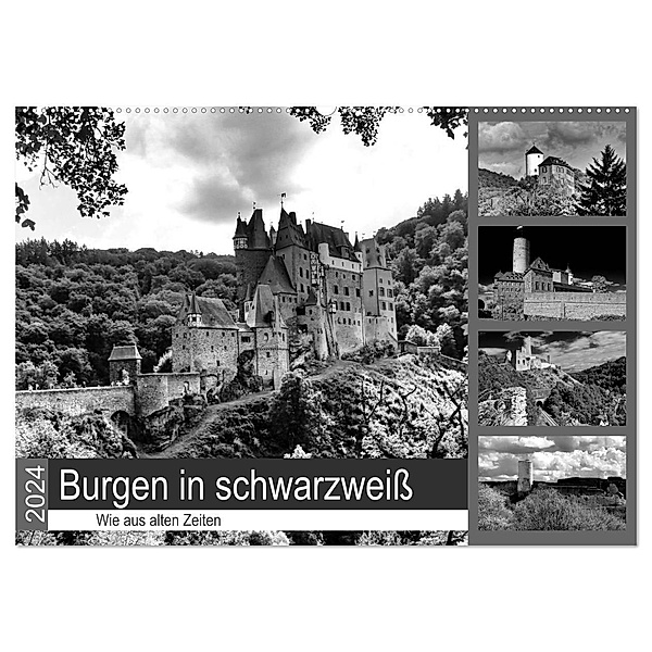 Burgen in schwarzweiß - Wie aus alten Zeiten (Wandkalender 2024 DIN A2 quer), CALVENDO Monatskalender, Arno Klatt
