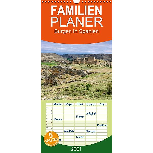 Burgen in Spanien - Familienplaner hoch (Wandkalender 2021 , 21 cm x 45 cm, hoch), LianeM