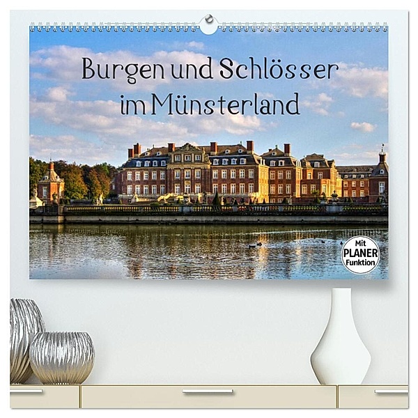 Burgen und Schlösser im Münsterland (hochwertiger Premium Wandkalender 2024 DIN A2 quer), Kunstdruck in Hochglanz, Paul Michalzik