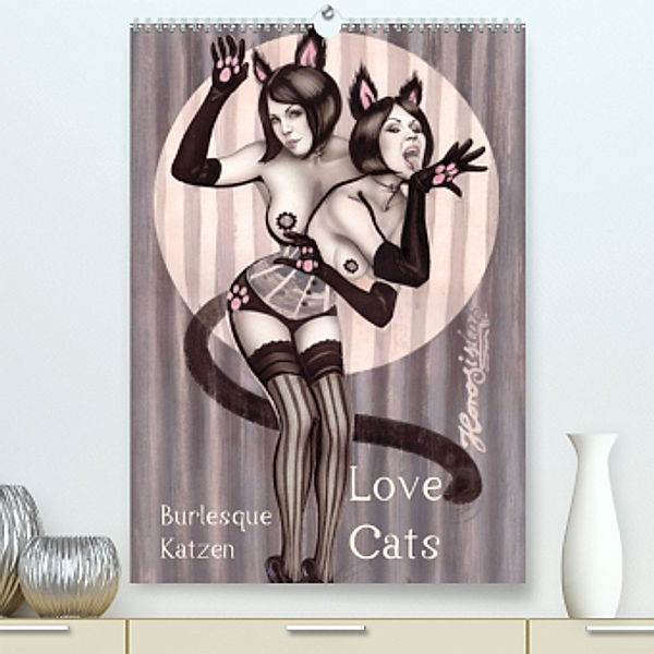 Burlesque Love Cats Katzen (Premium, hochwertiger DIN A2 Wandkalender 2023, Kunstdruck in Hochglanz), Sara Horwath