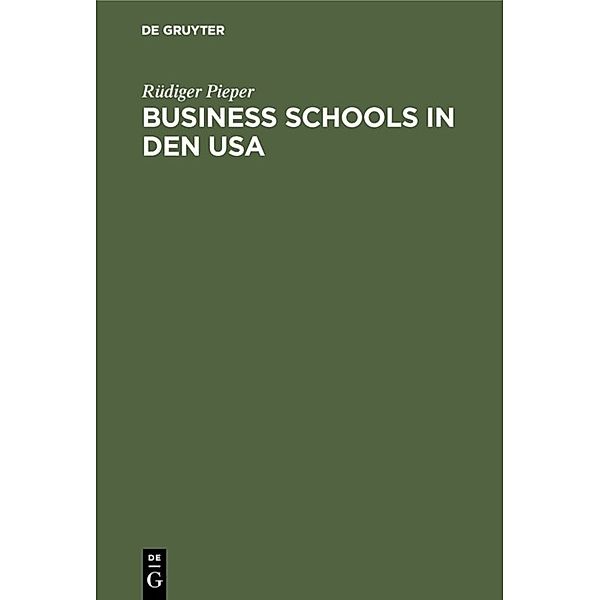 Business Schools in den USA, Rüdiger Pieper