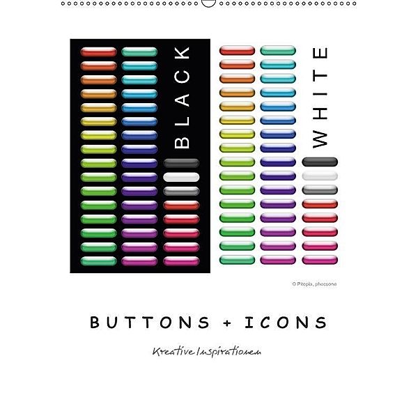 BUTTONS + ICONS (Wandkalender 2017 DIN A2 hoch), Bildagentur Pitopia