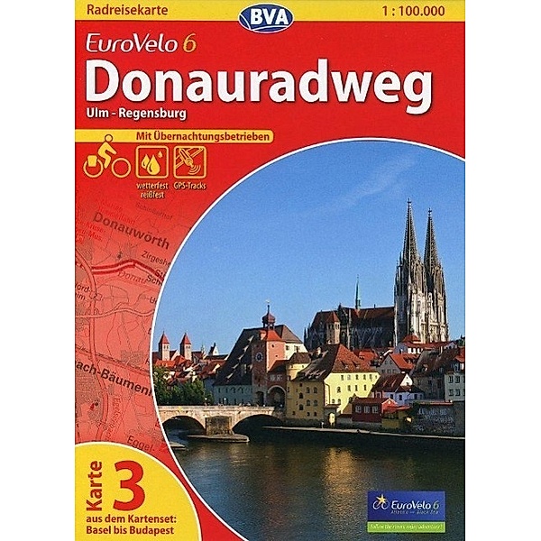 BVA Radreisekarte EuroVelo 6, Donauradweg - Ulm - Regensburg