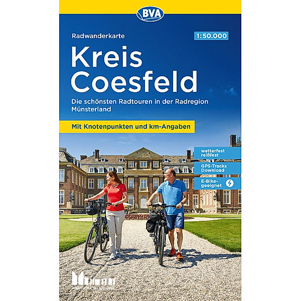 BVA Radwanderkarte Kreis Coesfeld 1:50.000, mit Knotenpunkten und km-Angaben, reiss- und wetterfest, GPS-Tracks Download, E-Bike geeignet