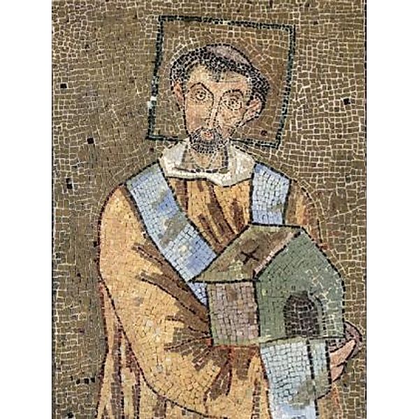 Byzantinischer Mosaizist um 705 - Porträt des Papstes Johannes VII. als Stifter mit Kirchenmodell - 1.000 Teile (Puzzle)