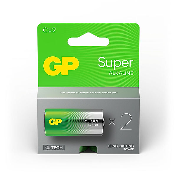 C Baby Batterie GP Alkaline Super, LR14, 1,5V, 2 Stück