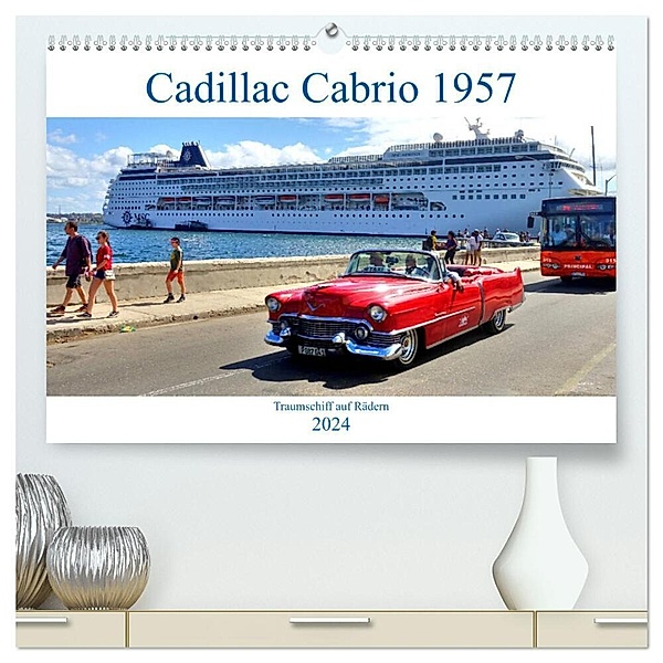 Cadillac Cabrio 1957 - Traumschiff auf Rädern (hochwertiger Premium Wandkalender 2024 DIN A2 quer), Kunstdruck in Hochglanz, Henning von Löwis of Menar