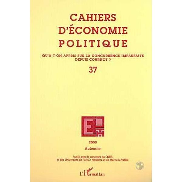 Cahiers d'economie politique no. 37 / Hors-collection, Caillat Michel