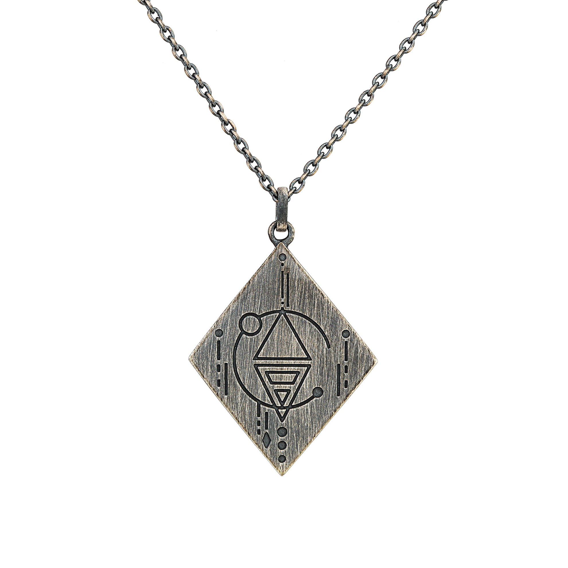 cai Anhänger mit Kette 925 - Silber matt oxidiert Tattoo Motiv 925 - Sterling  Silber 60cm Mattiert