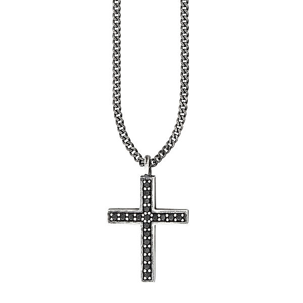 cai Anhänger mit Kette 925/- Sterling Silber Spinell schwarz 60cm Matt 0,018ct