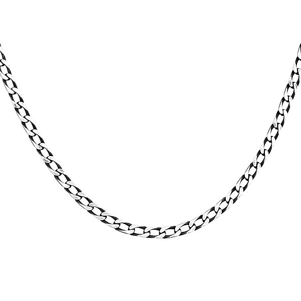 cai Kette 925 Sterling Silber oxidiert Lang Panzerkette 925/- Sterling Silber ohne Stein 50cm Geschwärzt