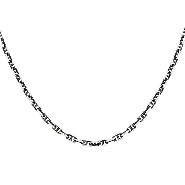 cai Kette 925 Sterling Silber oxidiert Steg-Anker Kette 925/- Sterling Silber ohne Stein 50cm Geschwärzt