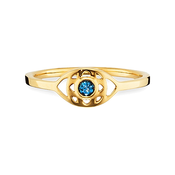 cai Ring 925/- Sterling Silber Blautopas blau vergoldet 0,820ct (Größe: 060 (19,1))