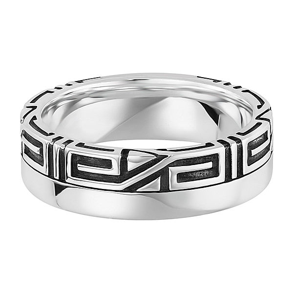 Cai Ring 925/- Sterling Silber ohne Stein oxydiert (Größe: 058 (18,5))