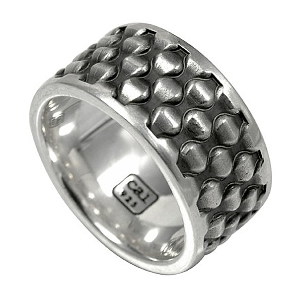 cai Ring 925/- Sterling Silber ohne Stein oxydiert (Größe: 060 (19,1))