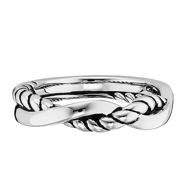 Cai Ring 925/- Sterling Silber ohne Stein Rhod/schwarz (Größe: 064 (20,4))