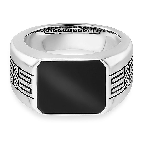 Cai Ring 925/- Sterling Silber Onyx schwarz Glänzend 1,50ct (Größe: 058 (18,5))