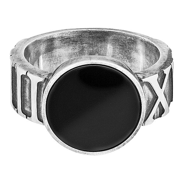 Cai Ring 925/- Sterling Silber Onyx schwarz Mattiert (Größe: 062 (19,7))