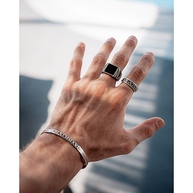 Silber 066 925 - oxydiert Ring schwarz Größe: cai 21,0 Onyx Sterling