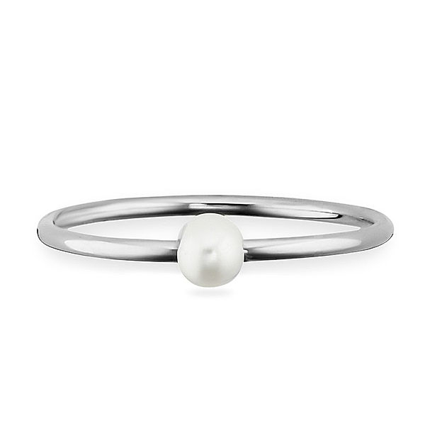 cai Ring 925/- Sterling Silber Süßwasserzuchtperle weiß glänzend (Größe: 050 (15,9))