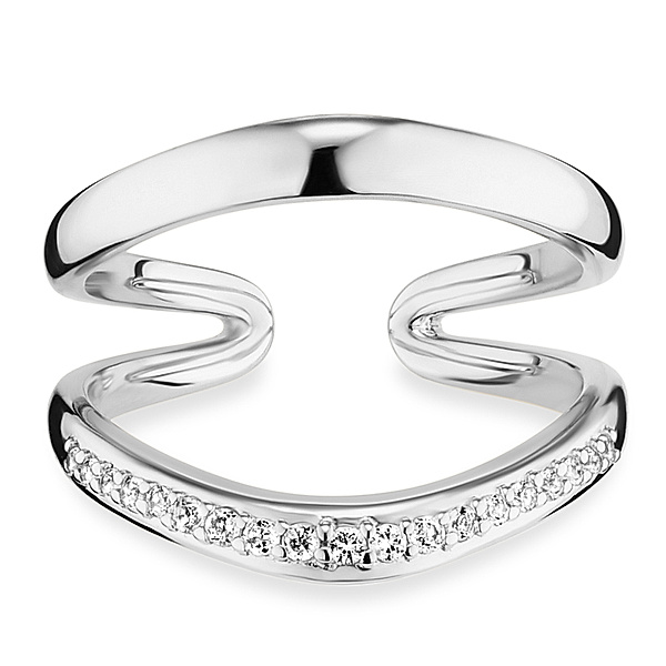 cai Ring 925/- Sterling Silber Topas weiß Glänzend 0,004ct/pc. (Größe: 056 (17,8))