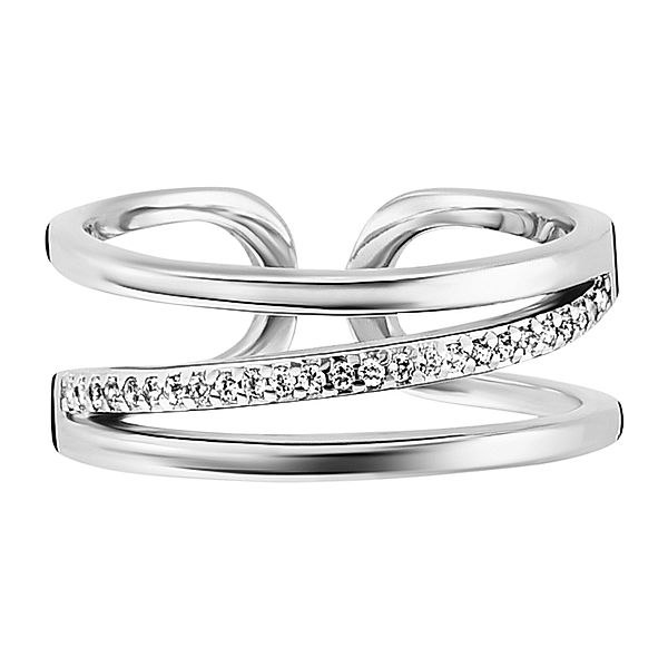 cai Ring 925/- Sterling Silber Topas weiß rhodiniert 0,004ct/pc. (Größe: 058 (18,5))