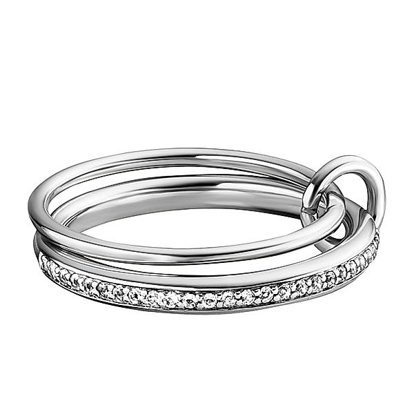 Cai Ring 925/- Sterling Silber Topas weiß rhodiniert 0,004ct/pc. (Größe: 052 (16,6))