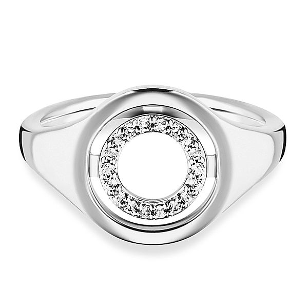 Cai Ring 925/- Sterling Silber Topas weiß rhodiniert 0,004ct/pc. (Größe: 058 (18,5))