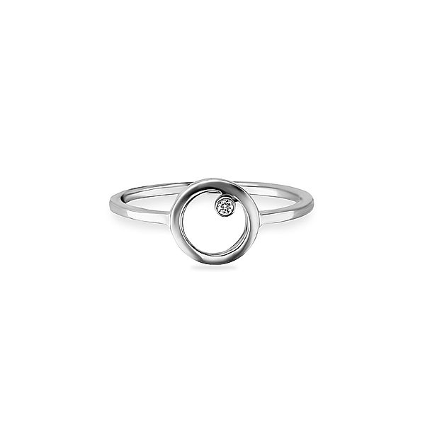 Cai Ring 925/- Sterling Silber Zirkonia weiß rhodiniert (Größe: 058 (18,5))