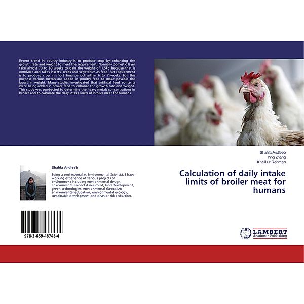 Calculation of daily intake limits of broiler meat for humans, Shahla Andleeb, Ying Zhang, Khalil ur Rehman