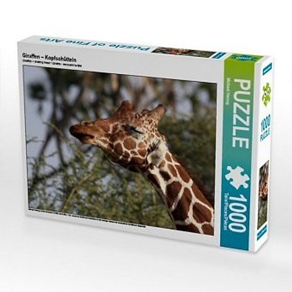CALVENDO Puzzle Giraffen - Kopfschütteln 1000 Teile Lege-Größe 64 x 48 cm Foto-Puzzle Bild von Michael Herzog, Calvendo