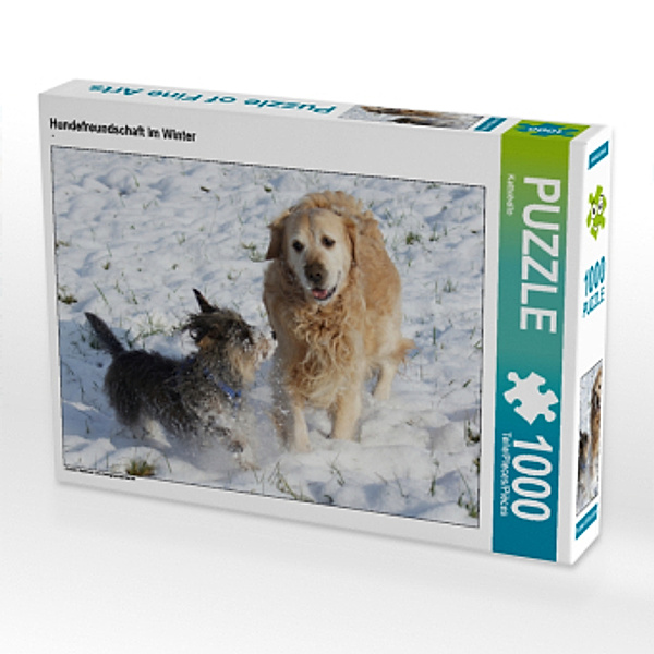 CALVENDO Puzzle Hundefreundschaft im Winter 1000 Teile Lege-Größe 64 x 48 cm Foto-Puzzle Bild von Kattobello, Calvendo