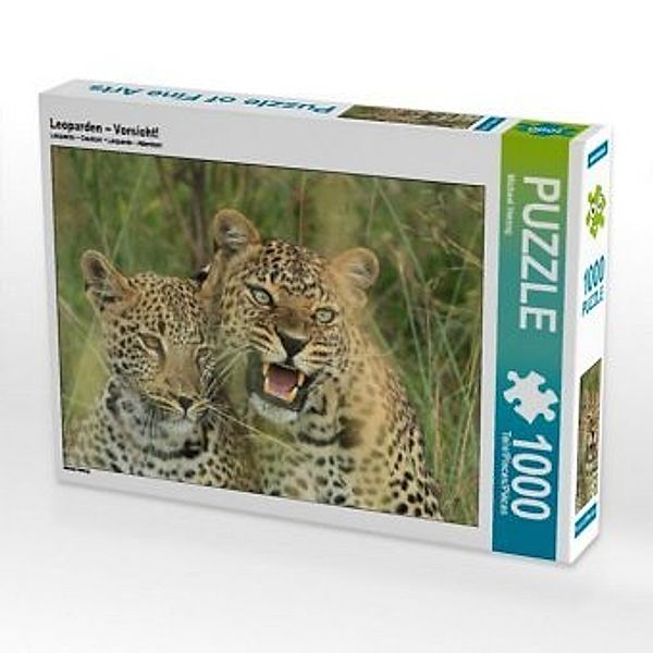 CALVENDO Puzzle Leoparden - Vorsicht! 1000 Teile Lege-Größe 64 x 48 cm Foto-Puzzle Bild von Michael Herzog, Calvendo