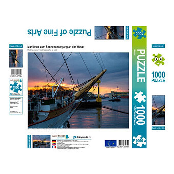 CALVENDO Puzzle Maritimes zum Sonnenuntergang an der Weser 1000 Teile Lege-Größe 640 x 480 cm Foto-Puzzle Bild von None, Calvendo