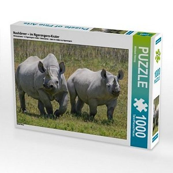 CALVENDO Puzzle Nashörner - im Ngorongoro-Krater 1000 Teile Lege-Größe 64 x 48 cm Foto-Puzzle Bild von Michael Herzog, Calvendo