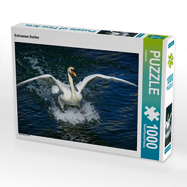 CALVENDO Puzzle Schwanen Surfen 1000 Teile Lege-Größe 64 x 48 cm Foto-Puzzle Bild von Kattobello, Calvendo