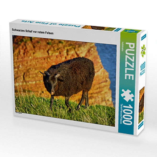 CALVENDO Puzzle Schwarzes Schaf vor rotem Felsen 1000 Teile Lege-Größe 64 x 48 cm Foto-Puzzle Bild von kattobello, Calvendo