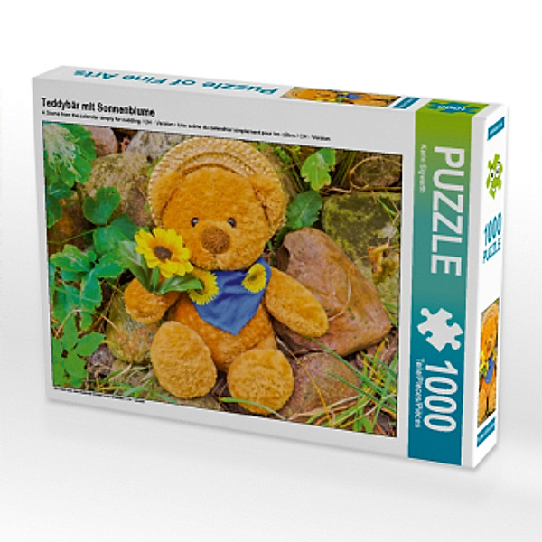 CALVENDO Puzzle Teddybär mit Sonnenblume 1000 Teile Lege-Größe 64 x 48 cm Foto-Puzzle Bild von Karin Sigwarth, Calvendo