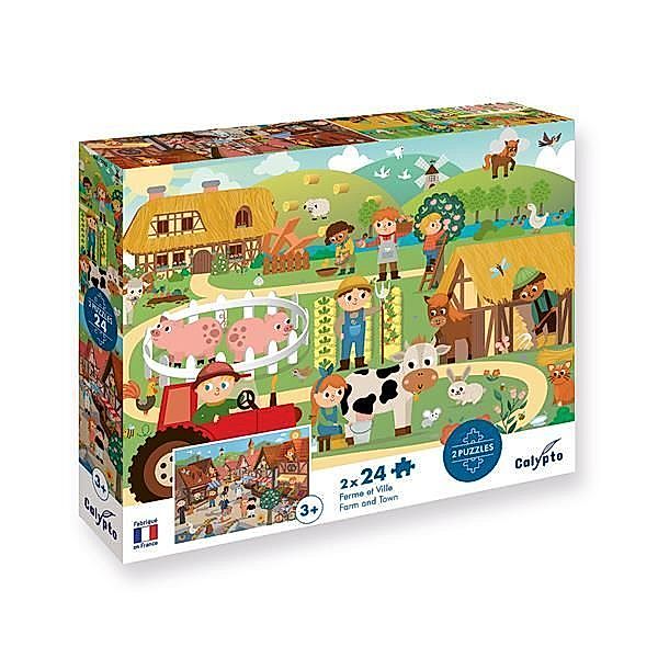 Carletto Deutschland, Calypto Calypto Bauernhof & Stadt 2x24 Teile Puzzle