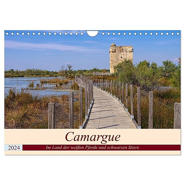 Camargue - Im Land der weißen Pferde und schwarzen Stiere (Wandkalender 2024 DIN A4 quer), CALVENDO Monatskalender, LianeM