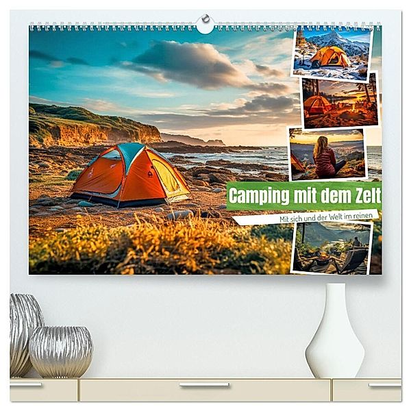 Camping mit dem Zelt (hochwertiger Premium Wandkalender 2024 DIN A2 quer), Kunstdruck in Hochglanz, Steffen Gierok-Latniak