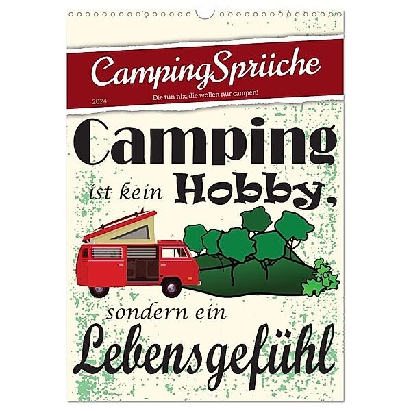 CampingSprüche (Wandkalender 2024 DIN A3 hoch), CALVENDO Monatskalender, Sabine Löwer