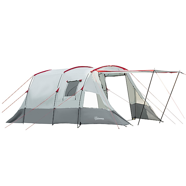 Campingzelt mit Erdspieße, Spannseile und Tragetasche grau (Farbe: grau)