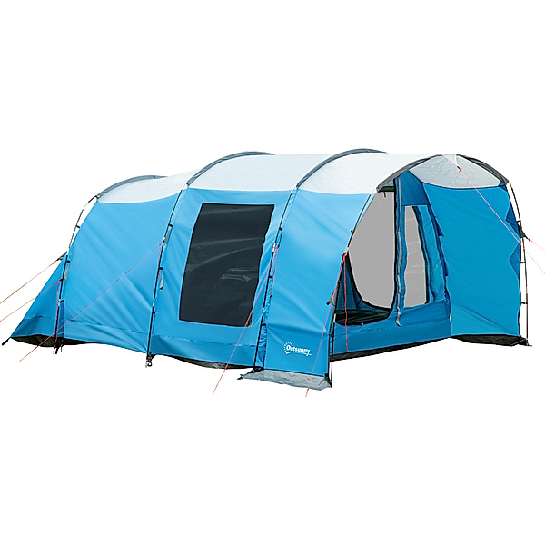 Campingzelt mit Erdspieße, Tragetasche und Spannseilen blau (Farbe: blau)